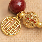 Buddha Stones Natural Cinnabar Fu Character Peanut Good Things Happen Blessing Bracelet