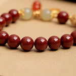 Buddha Stones Natural Cinnabar Fu Character Peanut Good Things Happen Blessing Bracelet