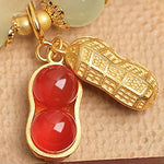 Buddha Stones Natural Cinnabar Fu Character Peanut Good Things Happen Blessing Bracelet
