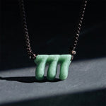 Buddha Stones Natural Green Jade 777 Angel Number Prosperity Necklace Pendant