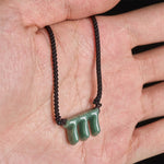 Buddha Stones Natural Green Jade 777 Angel Number Prosperity Necklace Pendant