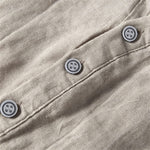 Buddha Stones Summer Half Buttons Rolled Sleeves Design Cotton Linen Men's Short Sleeve Shirt