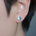 Buddha Stones Ebony Wood Yin Yang Balance Stud Earrings