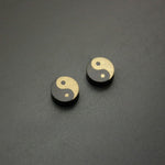 Buddha Stones Ebony Wood Yin Yang Balance Stud Earrings