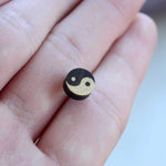 Buddha Stones Ebony Wood Yin Yang Balance Stud Earrings