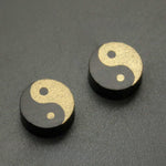 Buddha Stones Ebony Wood Yin Yang Balance Stud Earrings