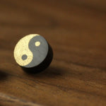 Buddha Stones Ebony Wood Yin Yang Balance Stud Earrings