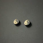 Buddha Stones Ebony Wood Yin Yang Balance Stud Earrings