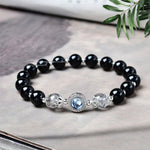 Buddha Stones Black Obsidian Silver Sheen Obsidian Zircon Purification Bracelet