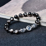 Buddha Stones Black Obsidian Silver Sheen Obsidian Zircon Purification Bracelet