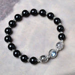Buddha Stones Black Obsidian Silver Sheen Obsidian Zircon Purification Bracelet