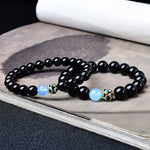 Buddha Stones Natural Black Obsidian Lotus Purification Bracelet