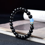 Buddha Stones Natural Black Obsidian Lotus Purification Bracelet