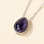 Buddha Stones Natural Blue Lace Agate Rose Quartz Black Onyx Teardrop Design Balance Necklace Pendant