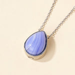 Buddha Stones Natural Blue Lace Agate Rose Quartz Black Onyx Teardrop Design Balance Necklace Pendant