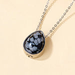 Buddha Stones Natural Blue Lace Agate Rose Quartz Black Onyx Teardrop Design Balance Necklace Pendant
