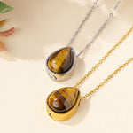 Buddha Stones Natural Blue Lace Agate Rose Quartz Black Onyx Teardrop Design Balance Necklace Pendant