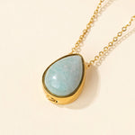 Buddha Stones Natural Blue Lace Agate Rose Quartz Black Onyx Teardrop Design Balance Necklace Pendant