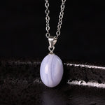 Buddha Stones Natural Blue Lace Agate Clarity Chain Necklace Pendant