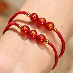 Buddha Stones Angel Number Red String Red Agate Beads Luck Braided Adjustable Bracelet