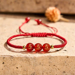 Buddha Stones Angel Number Red String Red Agate Beads Luck Braided Adjustable Bracelet