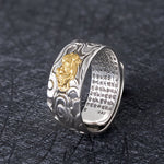 Buddha Stones Pixiu Heart Sutra Copper Adjustable Wealth Ring