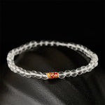 Buddha Stones Natural Clear Quartz 925 Sterling Silver Koi Fish Healing Bracelet