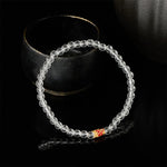 Buddha Stones Natural Clear Quartz 925 Sterling Silver Koi Fish Healing Bracelet