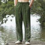 Buddha Stones Cotton Golden Dragon Clouds Pattern Men's Tapered Pants With Pockets