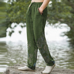 Buddha Stones Cotton Golden Dragon Clouds Pattern Men's Tapered Pants With Pockets