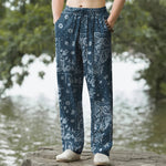Buddha Stones Cotton Cashew Flowers Paisley Pattern Men's Tapered Pants With Pockets