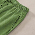 Buddha Stones Cotton Bamboo Leaves Ink Pattern Men's Tapered Pants With Pockets