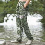Buddha Stones Cotton Elephant Mandala Pattern Men's Tapered Pants With Pockets