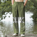 Buddha Stones Cotton Bandana Mosaic Pattern Men's Tapered Pants With Pockets