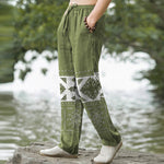 Buddha Stones Cotton Bandana Mosaic Pattern Men's Tapered Pants With Pockets
