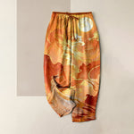Buddha Stones Pure Cotton Fairy Golden Moon Cloud Landscape Pattern Women's Elastic Waist Pants With Pockets