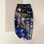 Buddha Stones Cotton Starry Butterfly Ribbon Pattern Women's Elastic Waist Pants With Pockets