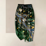 Buddha Stones Cotton Starry Butterfly Ribbon Pattern Women's Elastic Waist Pants With Pockets