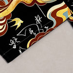 Buddha Stones Pure Cotton Oriental Cloud Calligraphy Pattern Women's Elastic Waist Pants With Pockets