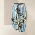 Buddha Stones Pure Cotton Oriental Cloud Calligraphy Pattern Women's Elastic Waist Pants With Pockets