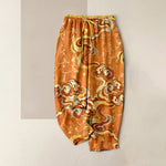 Buddha Stones Pure Cotton Oriental Cloud Calligraphy Pattern Women's Elastic Waist Pants With Pockets
