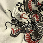 Buddha Stones Cotton Black Red Dragon Pattern Men's Short Sleeve Half Button Shirt