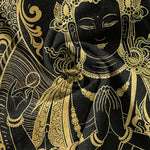 Buddha Stones Cotton Golden Buddha Icon Pattern Men's Short Sleeve Half Button Shirt