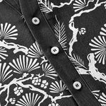 Buddha Stones Cotton White Pine Needle Botanical Pattern Men's Short Sleeve Half Button Shirt