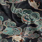 Buddha Stones Cotton Koi Fish Lotus Pattern Men's Short Sleeve Half Button Shirt