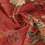 Buddha Stones Cotton Golden Dragon Cloud Pattern Men's Short Sleeve Half Button Shirt