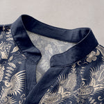 Buddha Stones Cotton Botanical Floral Pattern Men's Short Sleeve Half Button Shirt