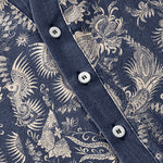 Buddha Stones Cotton Botanical Floral Pattern Men's Short Sleeve Half Button Shirt