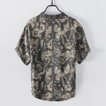 Buddha Stones Cotton Botanical Floral Pattern Men's Short Sleeve Half Button Shirt