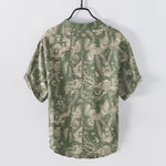Buddha Stones Cotton Botanical Floral Pattern Men's Short Sleeve Half Button Shirt
